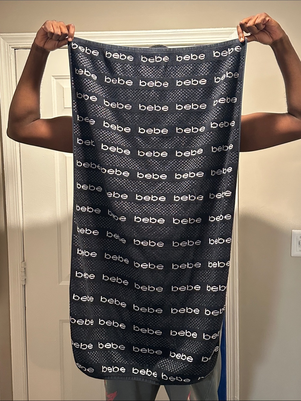 Bebe Black Logo y2k cotton bath towel
